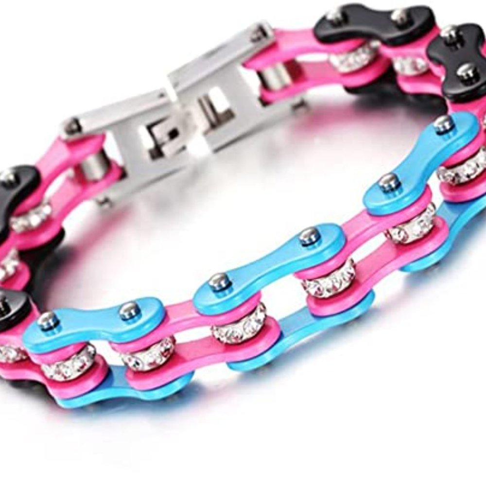 Motorcycle Bicycle Chain Bracelet Punk Curb Link Bracelet, Stainless Steel